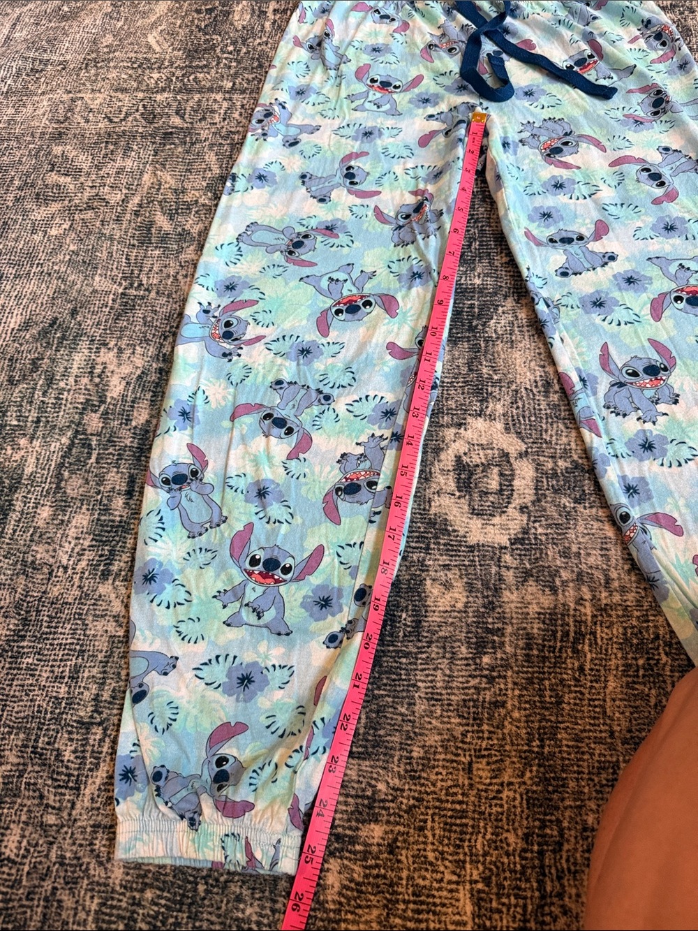 Disney Light Blue Stitch Print Pajama Pants with Navy Drawstring - Picture 4 of 6